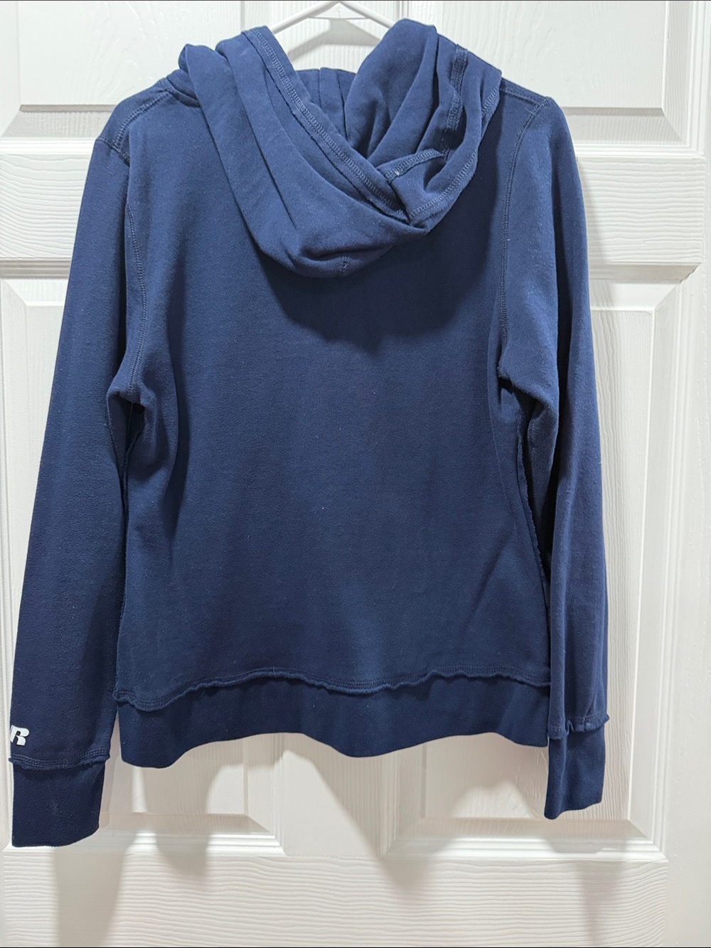 Russell Athletic Navy Cowl Hoodie with Gold and White WVU Logo - Picture 3 of 3